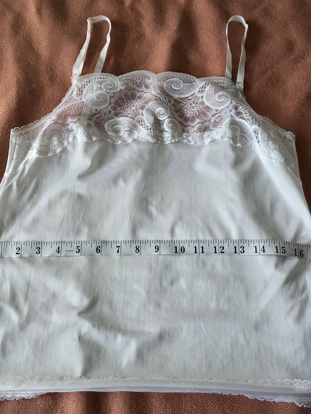 Vintage 1960's Smart Camisole Women’s Cream Lace-Trim Slip Top Sz 36 - Picture 9 of 11